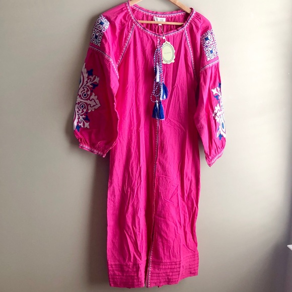 Velzera Other - NWT Pink Embroidered Caftan Cover Up Robe
